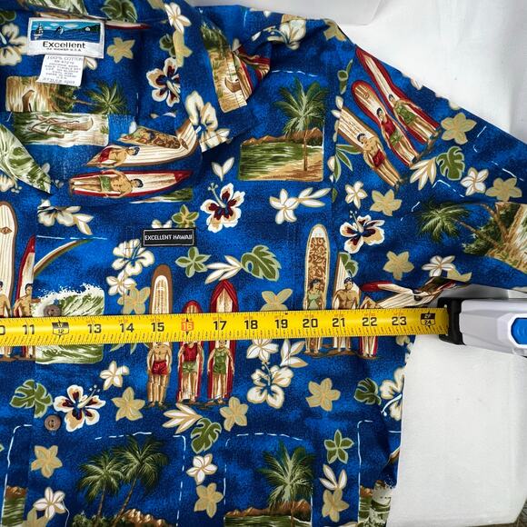 EXCELLENT of HAWAII 100% Cotton Hawaiian Shirt with Surfboards, Surfers Men's L - Picture 7 of 9